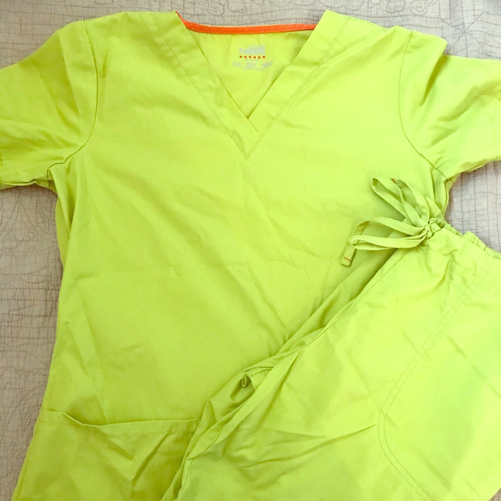 Bright green/yellow scrubs!